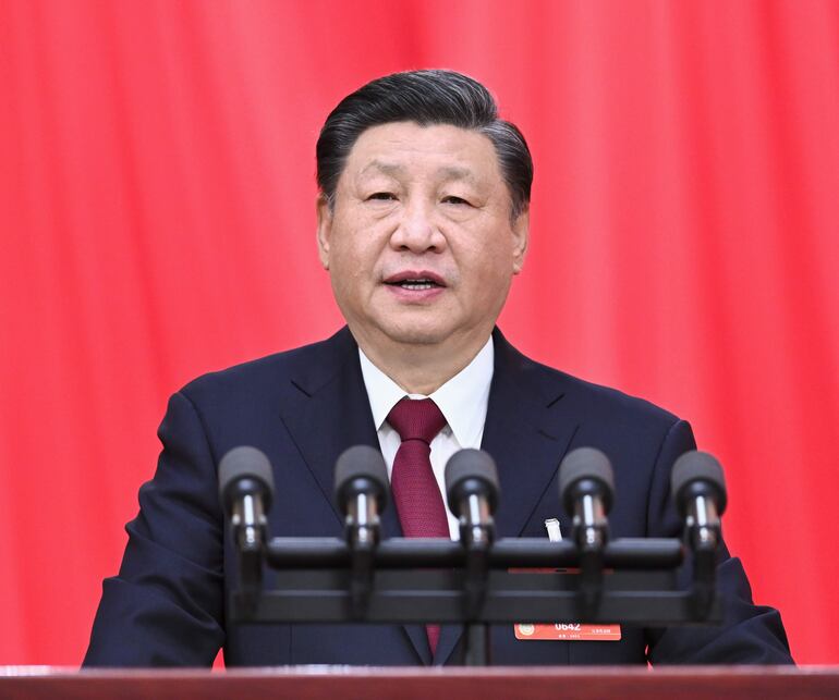 El presidente de China, Xi Jinping y también secretario general del Partido Comunista chino, se dirige a la Asamblea Nacional durante la reunión conocida como las "Dos Sesiones".