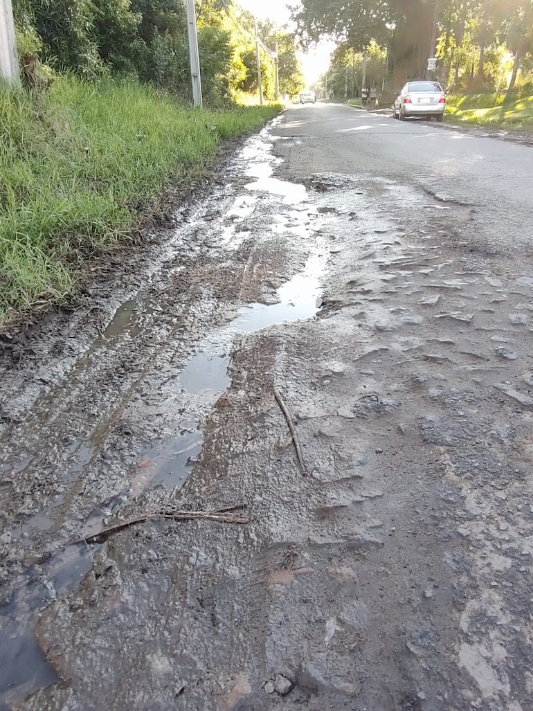 Aparte de que la arteria está llena de baches en la zona también se tiene agua servida.