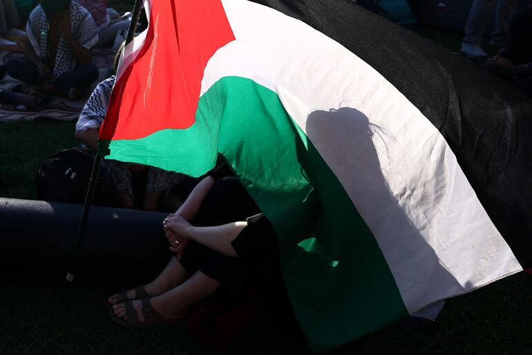 Manifestantes propalestinos durante una protesta en Munich, Alemania, el pasado martes.