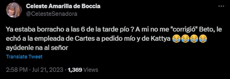 La senadora Celeste Amarilla contestó a las declaraciones de Horacio Cartes.