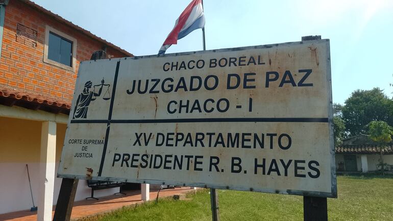 Juzgado de Paz de Nueva Asunción (Chaco'i), en el departamento de Presidente Hayes, que fue allanada por la fiscala Lourdes Bobadilla, de Ñemby.