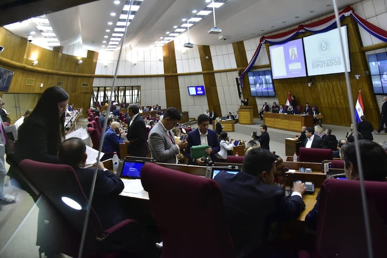 Imágenes previas al inicio de la sesión de la Cámara de Diputados esta mañana.