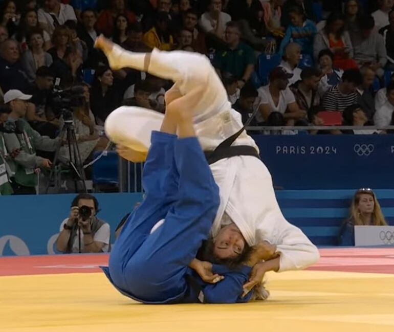 La paraguaya Gabriela Narváez en los octavos de fina de la categoría femenina -48 kilógramos del Judo en los Juegos Olímpicos París 2024.