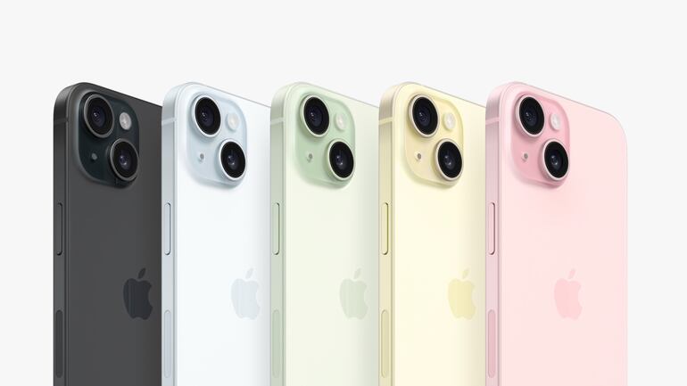 El iPhone 15 y sus cinco colores.