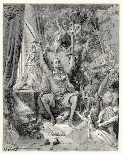 Don Quijote en un grabado de Gustave Doré (1832-1883)