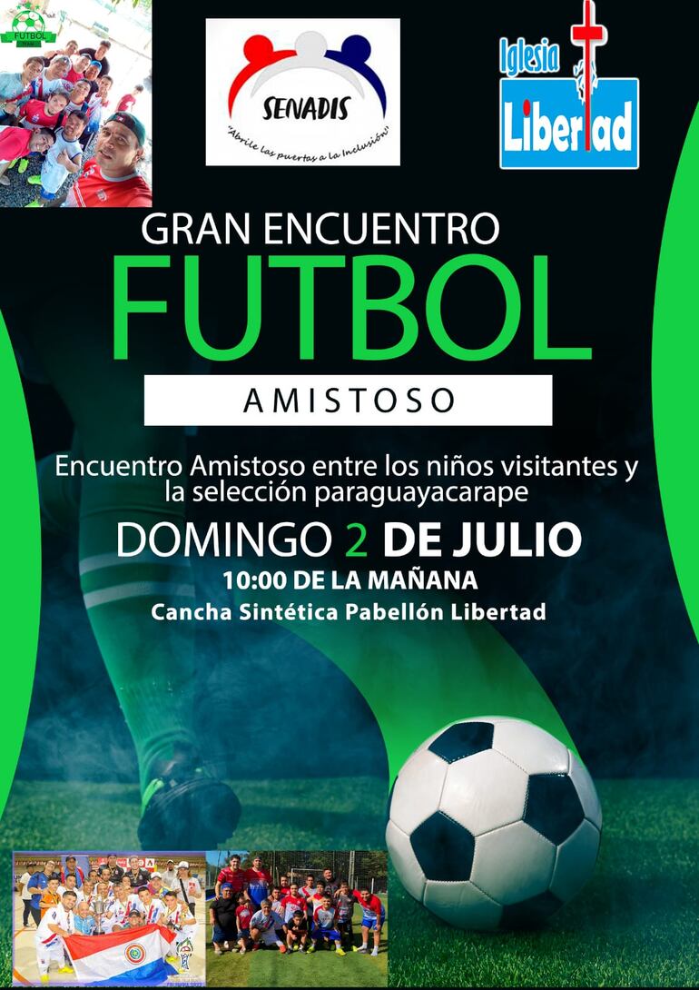 Invitación para el encuentro entre los hijos de los internos y la selección paraguaya de talla baja.