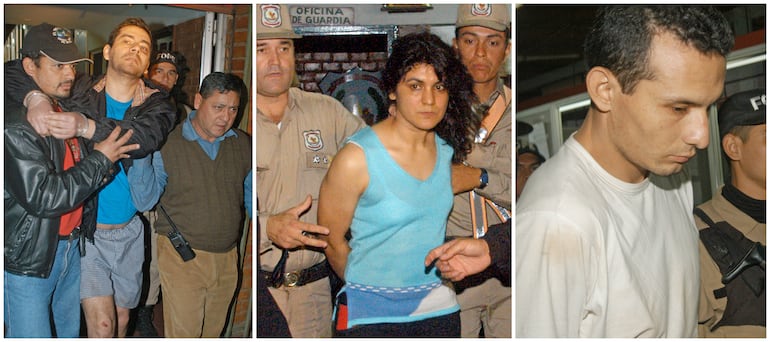 Alcides Osmar Oviedo Brítez, Carmen María Villalba Ayala y Aldo Damián Meza Martínez, cuando fueron capturados en el año 2004.