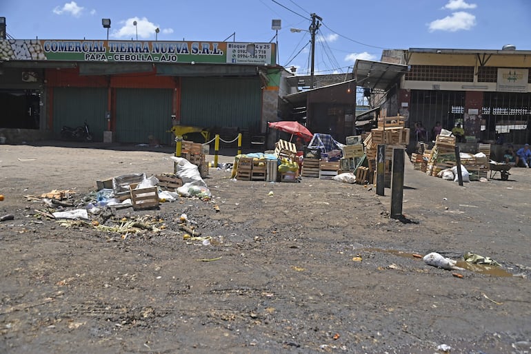 Se venden frutas y verduras en medio de la basura.