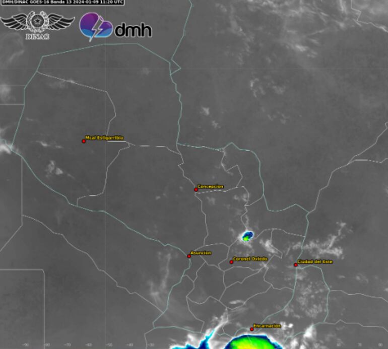 Imagen satelital. Tormenta para tres departamentos.