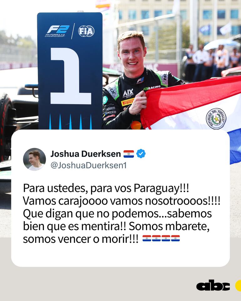 La celebración de Joshua Duerksen por la victoria en la Fórmula 2 de la FIA.