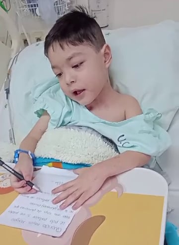 Milán Alexander López Ovelar, el año pasado fue sometido a una cirugía para el implante del corazón artificial, escribió su carta a lo Reyes Magos pidiendo un nuevo corazón.