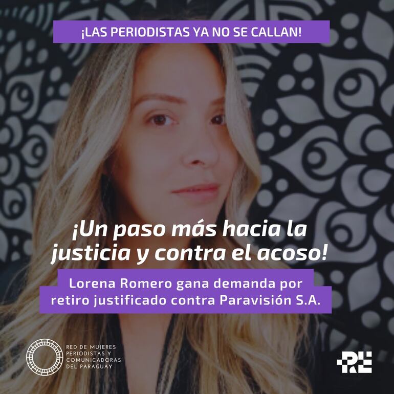Lorena Romero en el flyer de la Red de Mujeres Periodistas y Comunicadoras del Paraguay.