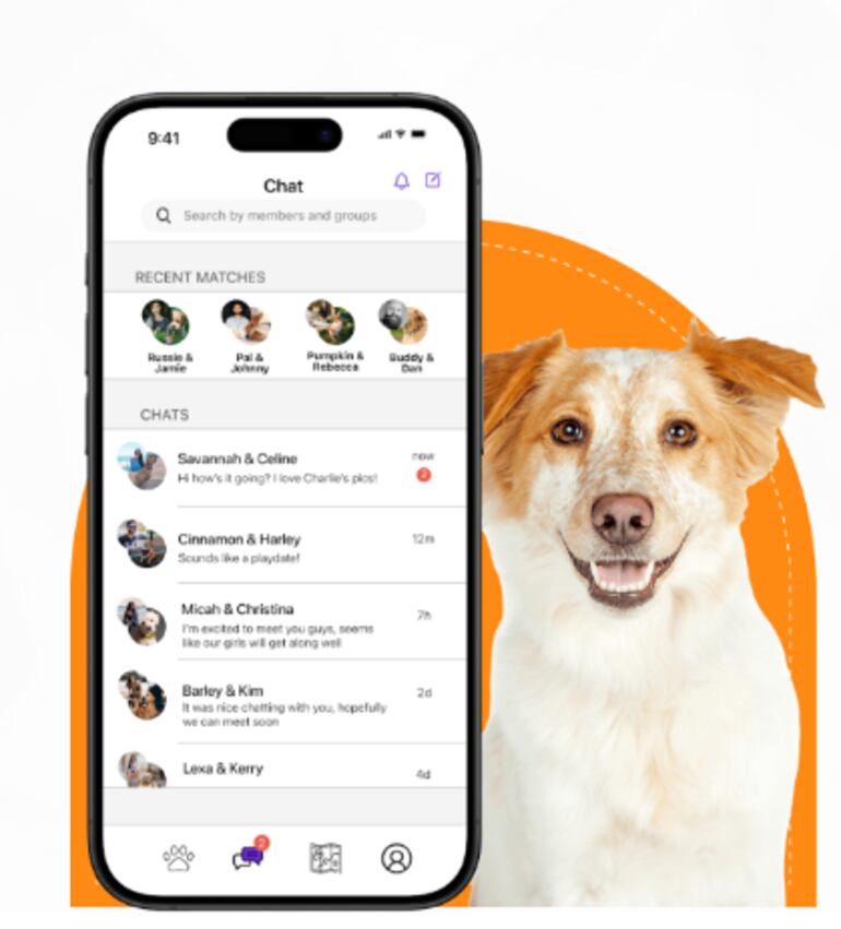Chats en la aplicación "Pawmate".