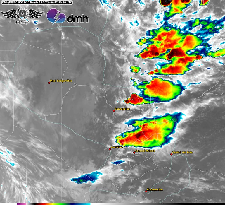 Núcleos de tormenta sobre el territorio nacional.