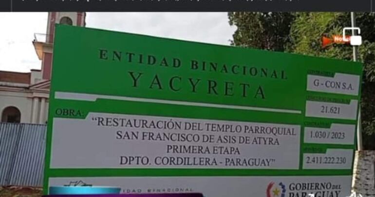 El cartel muestra detalles de las obras.
