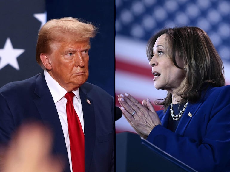 Los aspirantes a la Casa Blanca: Donald Trump (i) y Kamala Harris (d).