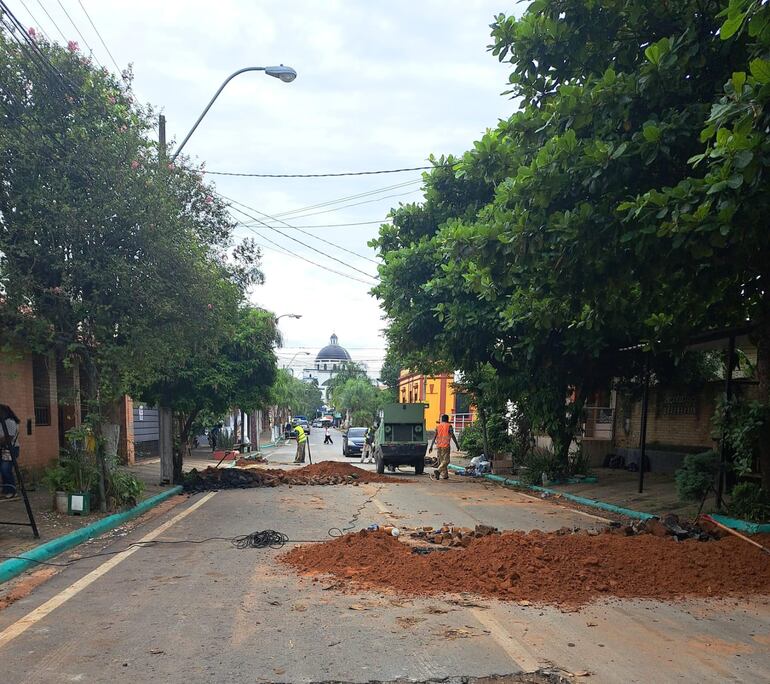 Trabajos ejecutados en el centro de Caacupé.