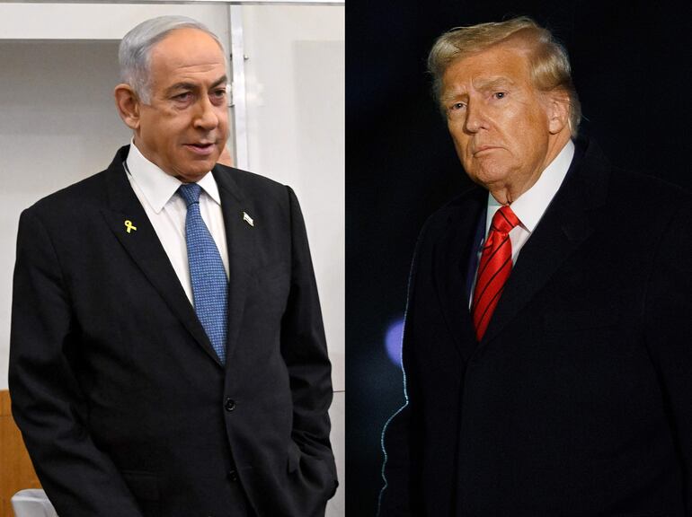 El primer ministro israelí, Benjamín Netanyahu (i), y el presidente de EE.UU., Donald Trump.