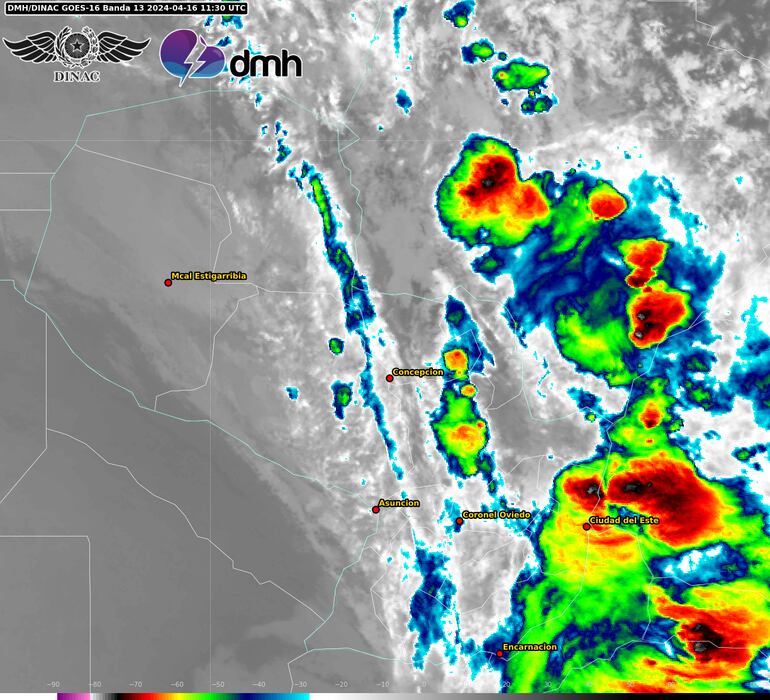 Imagen satelital compartida por Meteorología.