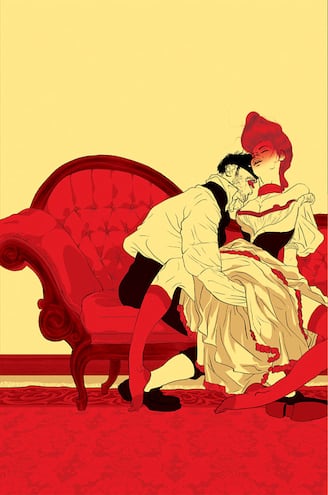 Dibujo de Tomer Hanuka para la carátula del libro "Marquis De Sade / Philosophy in the Boudior", Penguin Classic Editions, 2008.