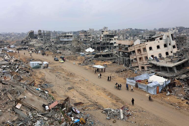 Parte de la Franja de Gaza, territorio palestino, completamento destruida por la guerra Israel-Hamás. 