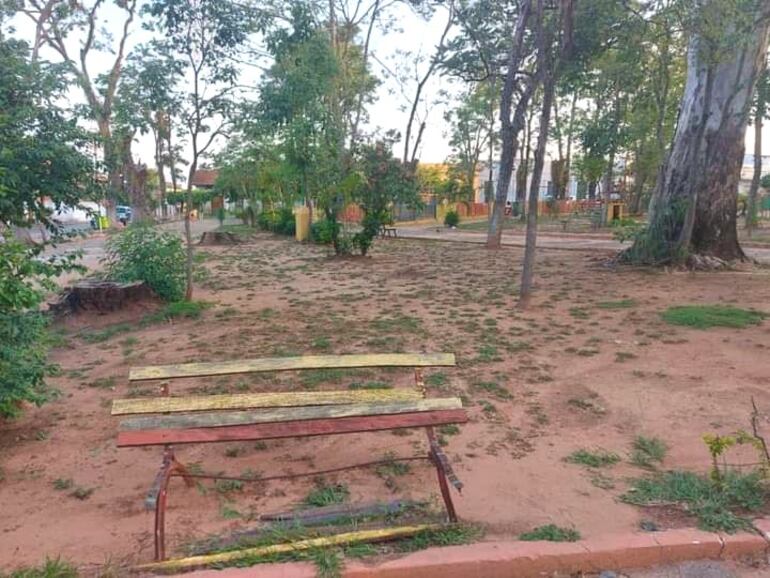 La plaza Gral. Eduvigis Díaz, se encuentra abandonada, sucia, desolada.