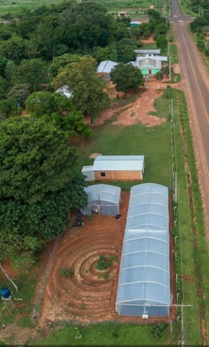 Vivero de cannabis y huerta experimental, en la comunidad de Agüerito, departamento de San Pedro.