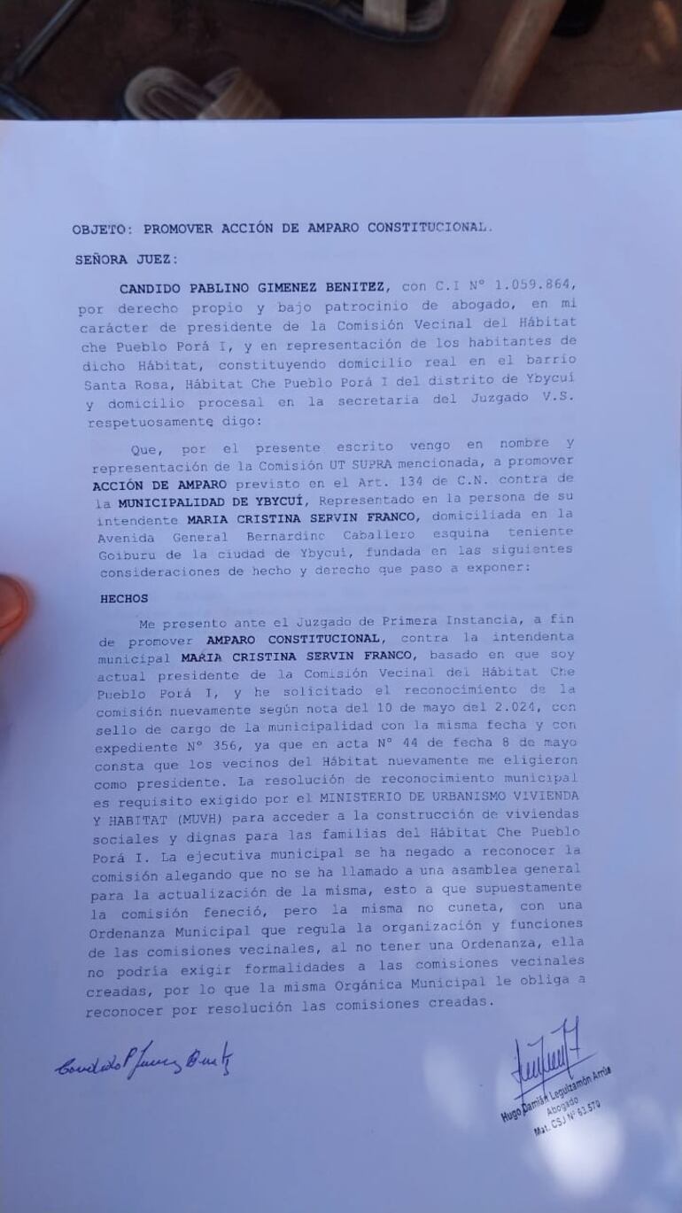 Amparo Constitucional promovido para poder acceder a 40 viviendas para familias de escasos recursos.