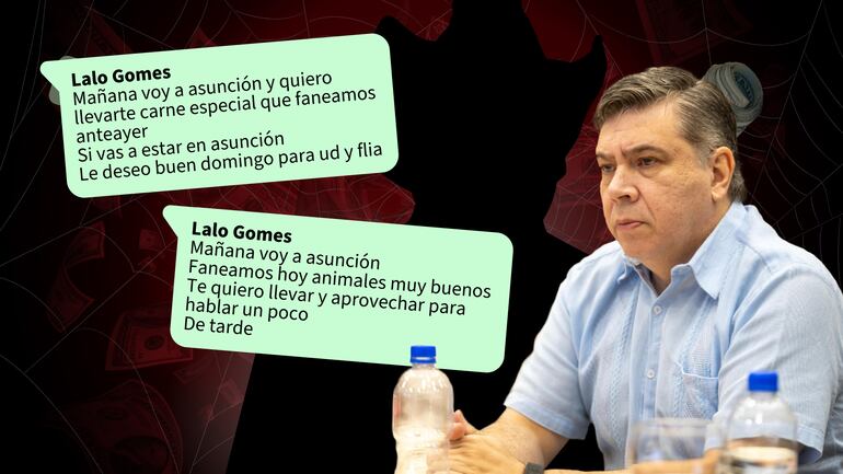 Algunos de los mensajes que enviaba Lalo Gomes al ministro de Inteligencia, Marco Alcaraz, cuando era fiscal.