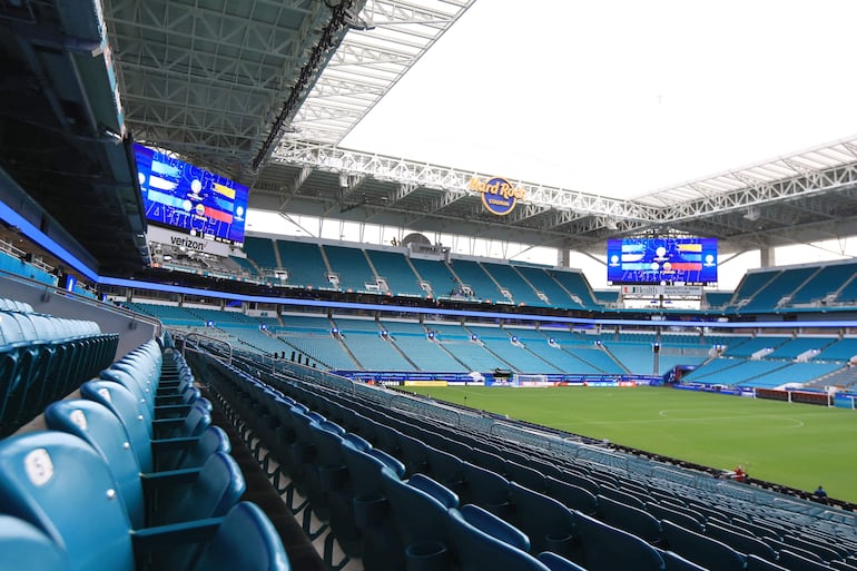 Vista del Hard Rock Stadium, sede de la final de la Copa América 2024 entre Argentina y Colombia. 