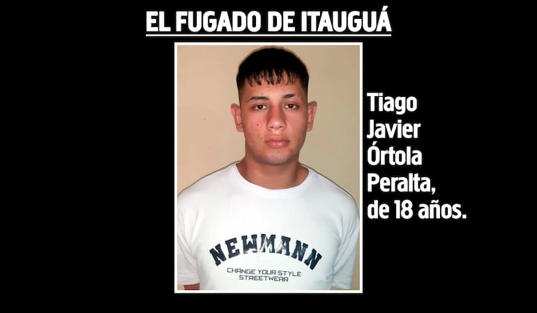 Tiago Javier Órtola Peralta, fugado del Centro Educativo de Itauguá, sospechoso del doble homicidio perpetrado en Lambaré.