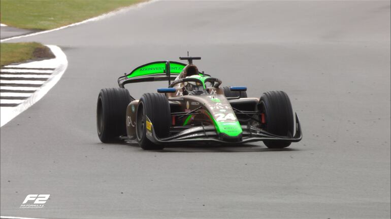 Joshua Duerksen fue el más rápido en la práctica de la Fórmula 2 en el Circuito de Silverstone, en Gran Bretaña.