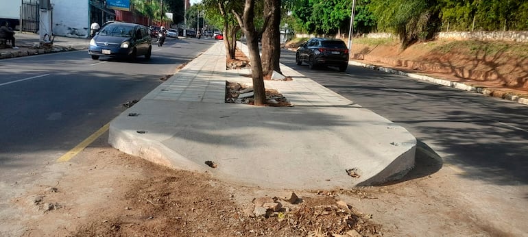 Mejoramiento del paseo central de la avenida Bruno Guggiari. La obra cambia la imagen de esta importante arteria de entrada a la ciudad.