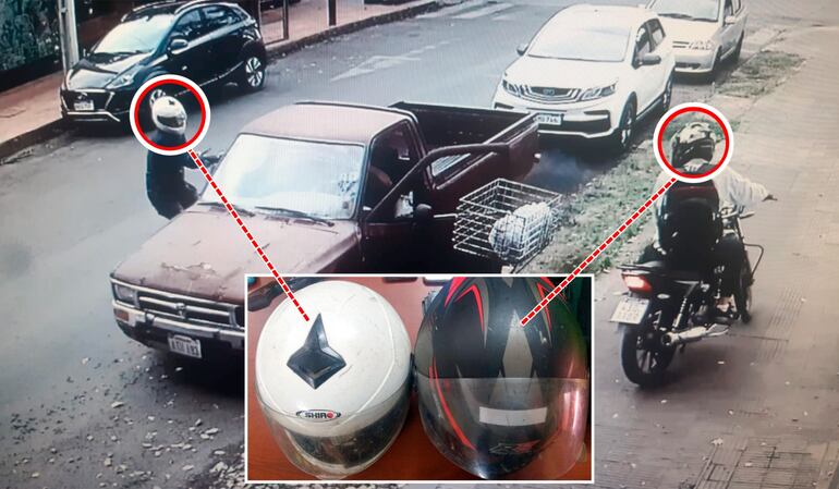 Los cascos y la motocicleta incautados del poder de los detenidos coinciden con los utilizados por los motochorros que el pasado 10 de agosto trataron de asaltar a un comerciante cerca del shopping Multiplaza de Asunción.