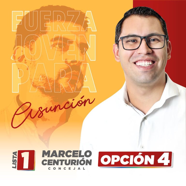 Afiche de campaña del concejal Centurión, en el que aparece junto a Óscar Rodríguez, entonces candidato a intendente.