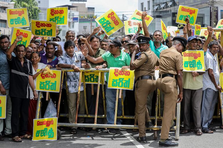 Seguidores de Samagi Jana Balawegaya (oposición) en Sri Lanka.