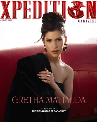 Gretha Matiauda en la portada de la revista Xpedition de Dubái.