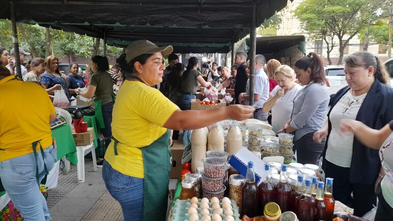 Productores de tomate y otros productos llegaron hasta la plaza O'Leary de Asunción.