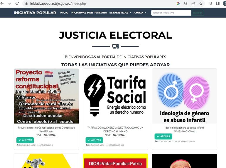 Web del TSJE para las iniciativas populares.