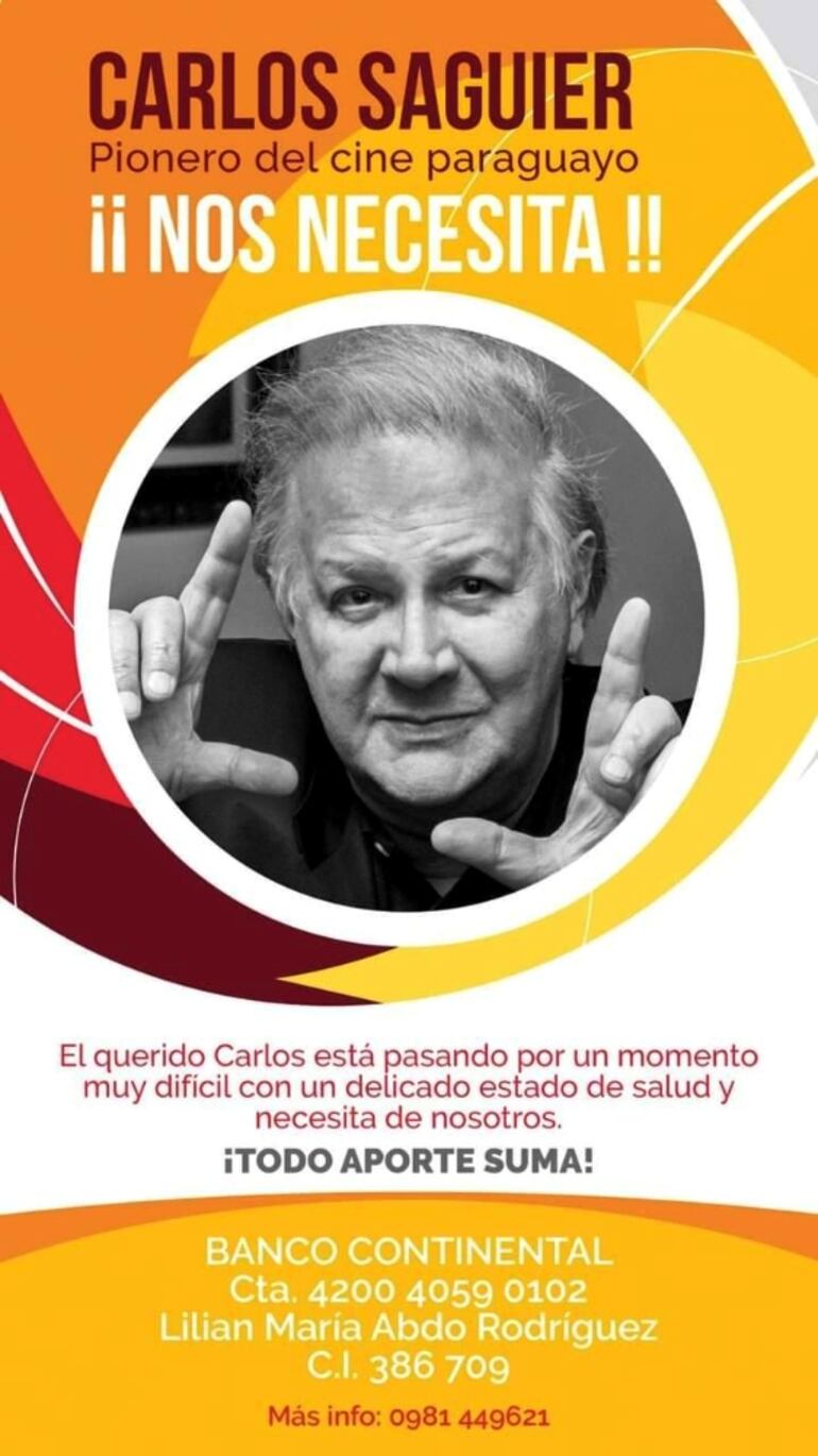 Solidaridad con Carlos Saguier, pionero del cine paraguayo