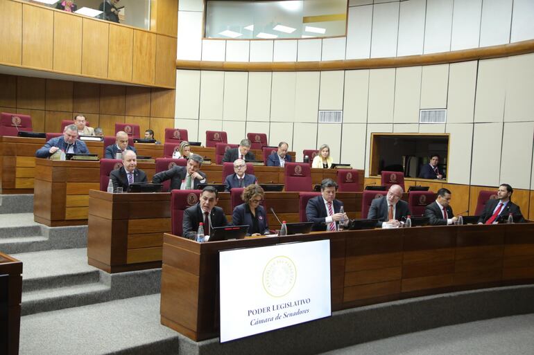 Presencia en el Senado, de miembros del Gobierno que negociaron con Brasil por Itaipú. (gentileza).