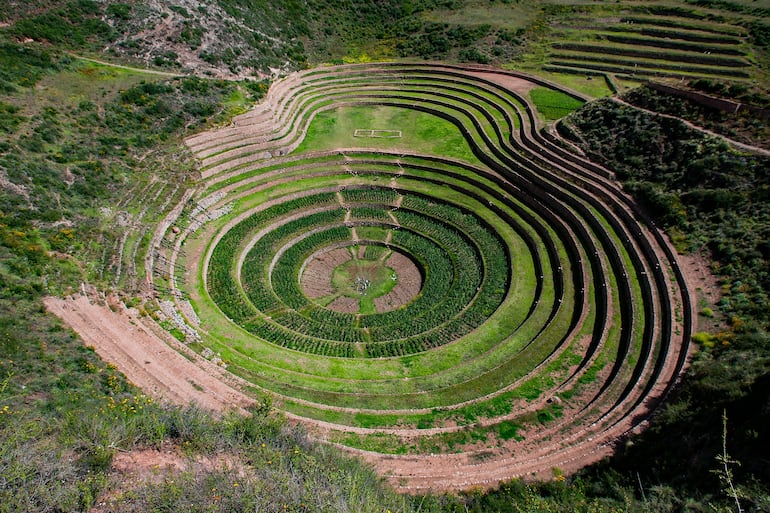 Moray, sitio arqueológico ubicado cerca de la ciudad de Maras en el Valle Sagrado de los Incas, cerca del Cusco, Perú.