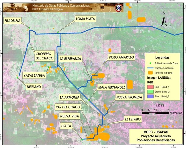 En su momento, el acueducto fue presentado como la solución de la histórica falta de agua en el Chaco y que beneficiaría en forma directa a más 80.000 familias indígenas. 