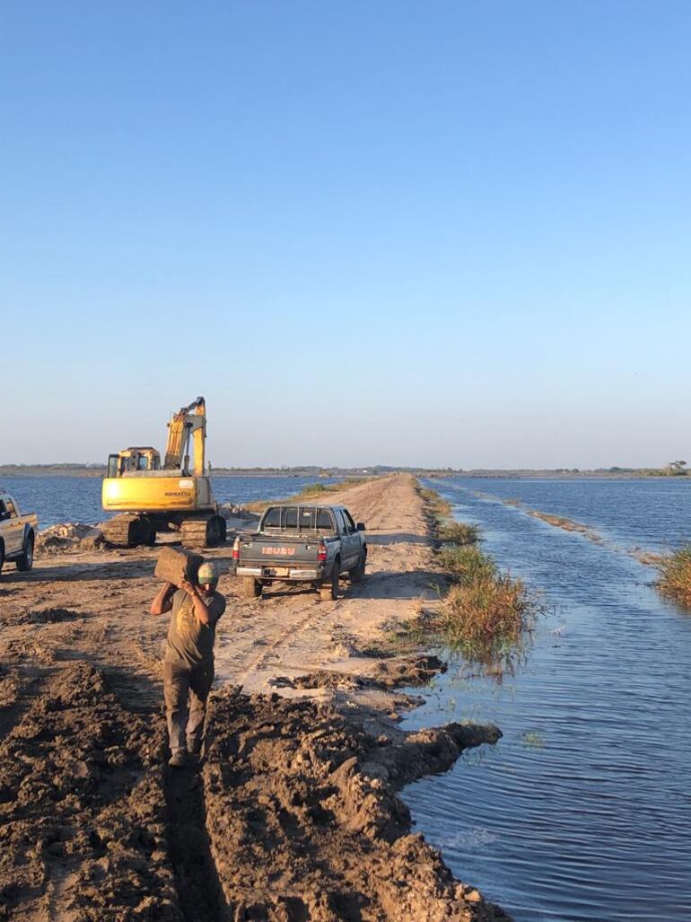 Zona arrocera totalmente inundada por el exceso de lluvias en la zonad sur del pais.