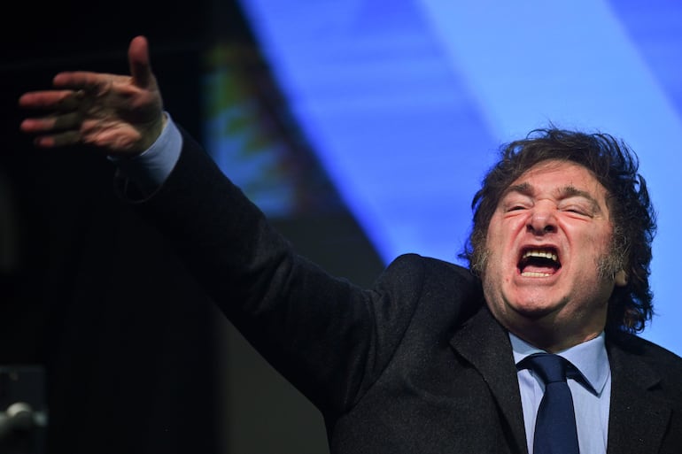 El presidente de Argentina, Javier Milei, durante la conferencia del Conservative Political Action Conference (CPAC), en el Balneário Camboriú, estado de Santa Catarina (Brasil)