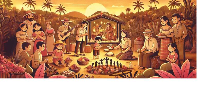 Una de las ilustraciones de Giovanni Arestivo para el libro "Aromas de coco y Cuentos de Navidad".