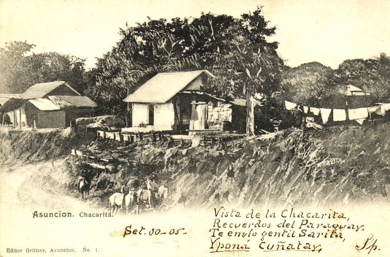 Una vista de la Chacarita, editada como postal por Grutter. Colección JAM.