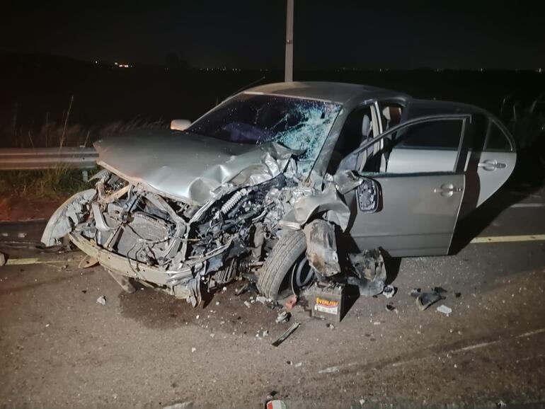 En estas condiciones quedó en automóvil involucrado en el accidente de tránsito sobre la ruta Luque - San Bernardino.