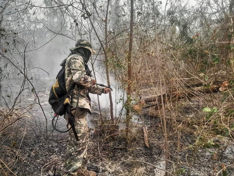 Fuerzas Armadas colaboran con el combate a los incendios en el Chaco.