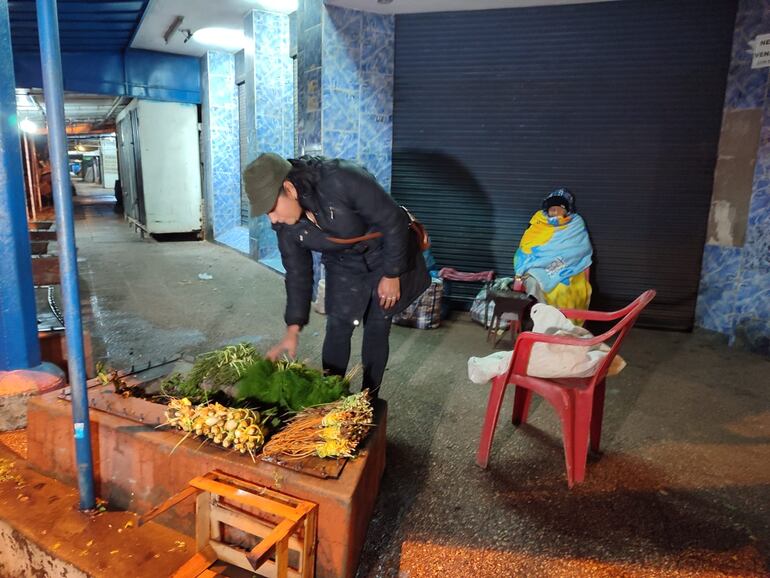 Bernarda Villasanti hace 100  kilómetros para llegar al Mercado de San Lorenzo y vender sus yuyos.